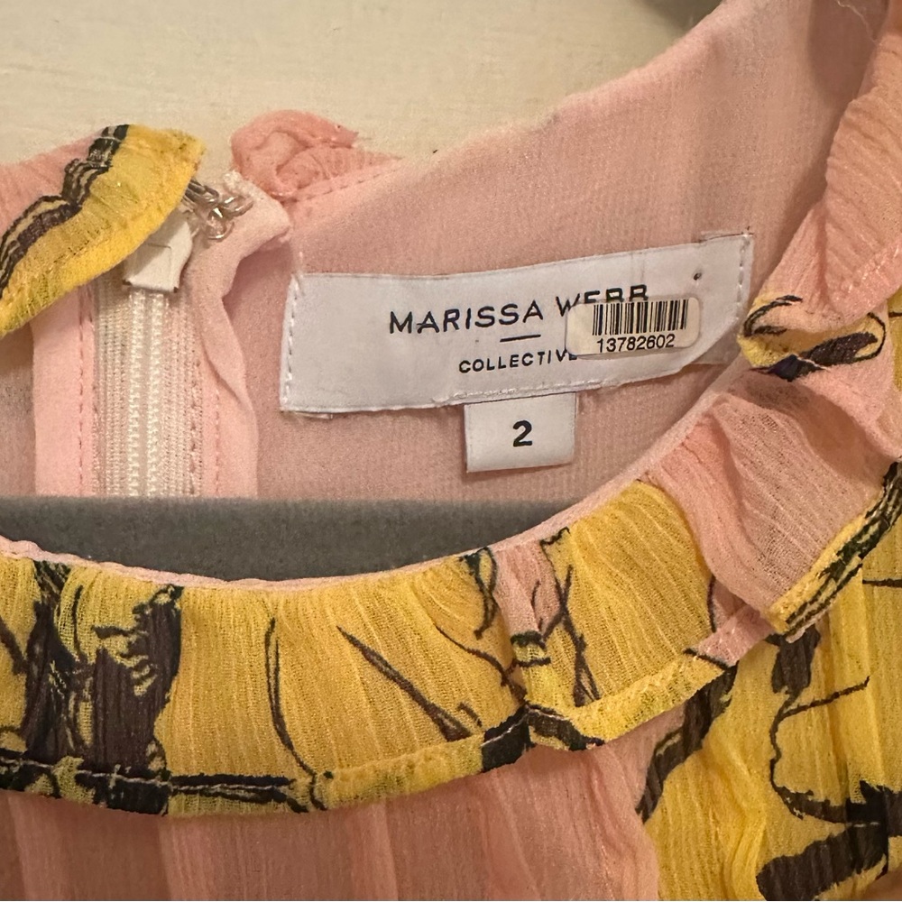 Marissa Webb Pink and Yellow Ruffle Top - Picture 2 of 5